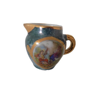 Limoges vintage miniature pitcher jug Victorian scene